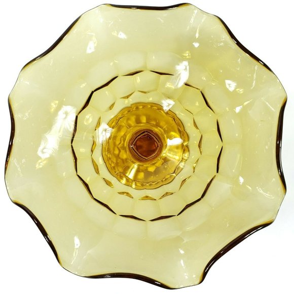 Viking Georgian Honeycomb 6.5" Crimped Amber Bowl - Picture 3 of 7